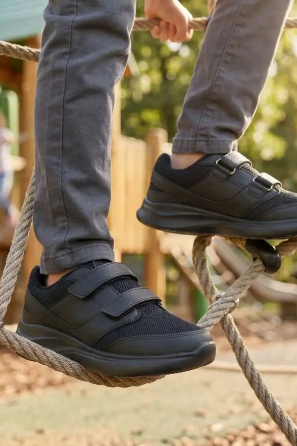 Deexter Gün Boyu Konfor Sunan Çift Cırtlı Çocuk Spor Ayakkabısı – Siyah