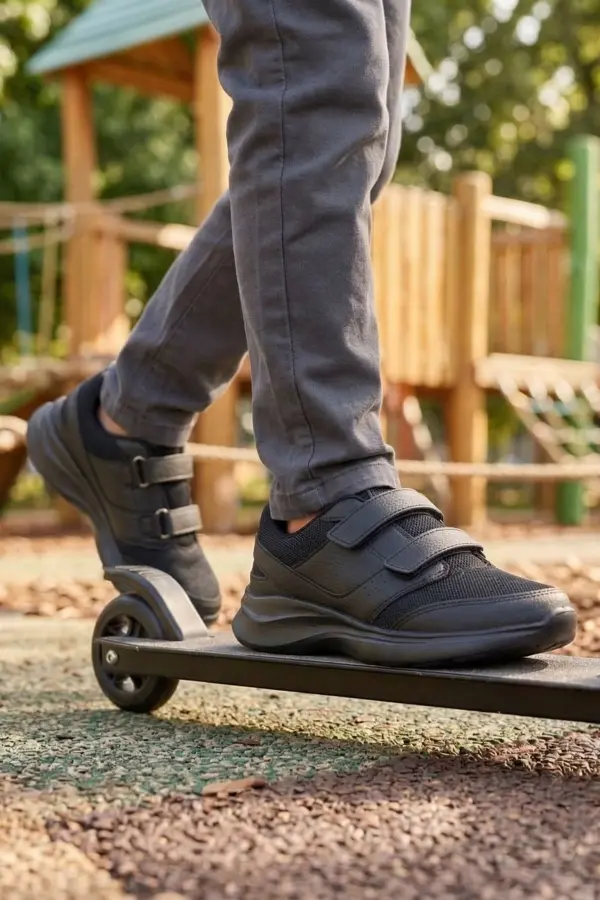 Deexter Gün Boyu Konfor Sunan Çift Cırtlı Çocuk Spor Ayakkabısı – Siyah