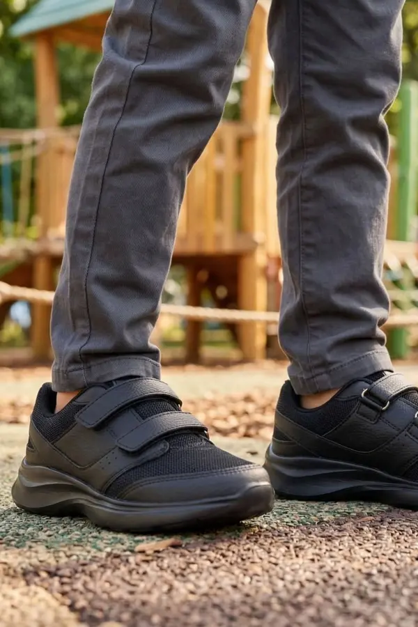 Deexter Gün Boyu Konfor Sunan Çift Cırtlı Çocuk Spor Ayakkabısı – Siyah