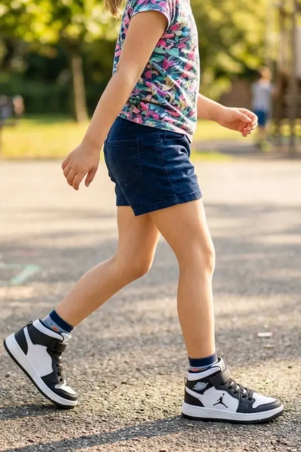 Eveji Siyah Beyaz Çocuk Basketbol Ayakkabısı - Yüksek Bilekli Cırt Cırtlı Sneaker