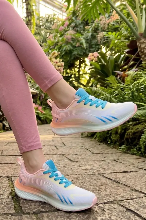 Terra-Glide Beyaz Pembe Bağcıksız Kadın Koşu ve Yürüyüş Ayakkabısı