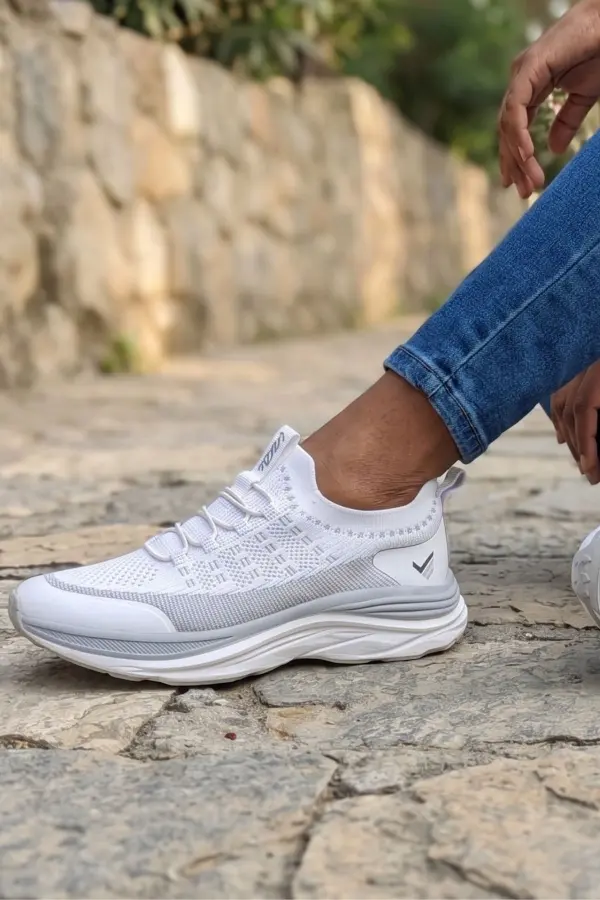 Air-Mesh Esnek Örgü Günlük Kadın Spor Ayakkabı - Beyaz
