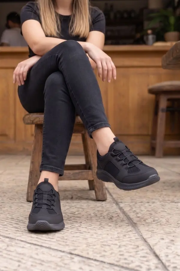 Velentia Esnek Örgü Günlük Kadın Spor Ayakkabı Siyah