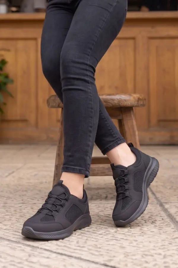Velentia Esnek Örgü Günlük Kadın Spor Ayakkabı Siyah