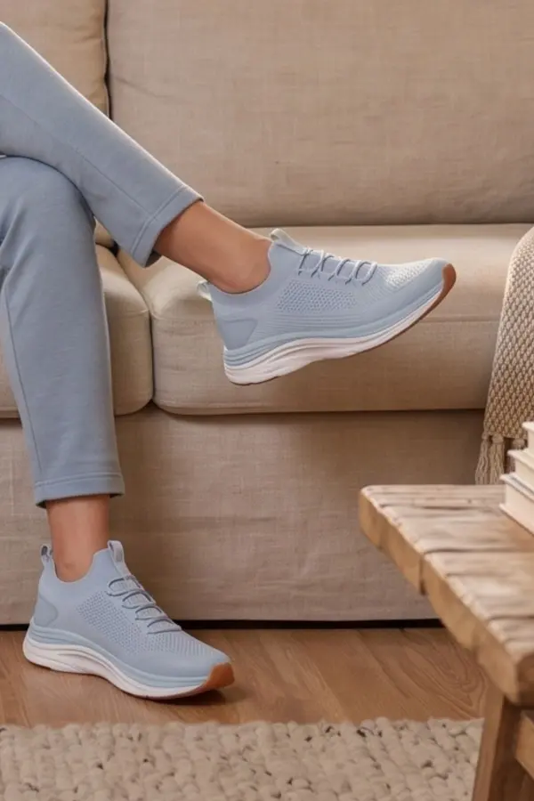 Air-Mesh Esnek Örgü Günlük Kadın Spor Ayakkabı - Gri