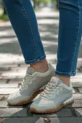 Muxa Unisex Bej Sneaker - Hafif ve Esnek Günlük Ayakkabı - Kaymaz Taban