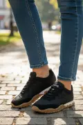 Muxa Unisex Siyah Sneaker - Hafif ve Esnek Günlük Ayakkabı - Kaymaz Taban