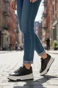 Ropee Street Style Yüksek Taban Siyah Kadın Sneaker