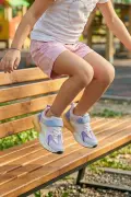 Pixel Fun Kız Çocuk Spor Ayakkabı - Beyaz Pembe Mor Detaylı, Cırt Cırtlı