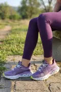 Air-Stride Pro: Nefes Alabilen ve Yüksek Tabanlı Kadın Günlük Yürüyüş Ayakkabısı – Mor