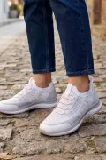 Air-Mesh Esnek Örgü Günlük Kadın Spor Ayakkabı - Beyaz
