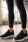Velentia Esnek Örgü Günlük Kadın Spor Ayakkabı Siyah - Beyaz Taban