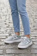 Meengi Unisex Beyaz Yeşil Detaylı Günlük Spor Ayakkabı - Sneaker