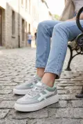 Meengi Unisex Beyaz Yeşil Detaylı Günlük Spor Ayakkabı - Sneaker
