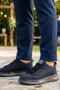 Indıva Erkek Siyah Şeffaf Tabanlı Modern Sneaker - Günlük ve Özel Gün Ayakkabısı