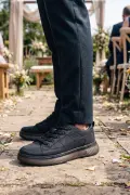 Indıva Erkek Siyah Şeffaf Tabanlı Modern Sneaker - Günlük ve Özel Gün Ayakkabısı