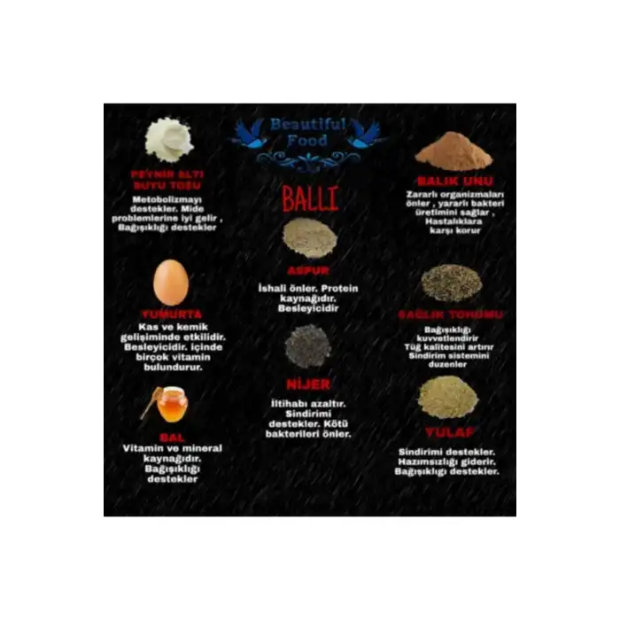 Beautiful Food 4lü Kuş Mama Kuş Yemi Seti 1er Kg.