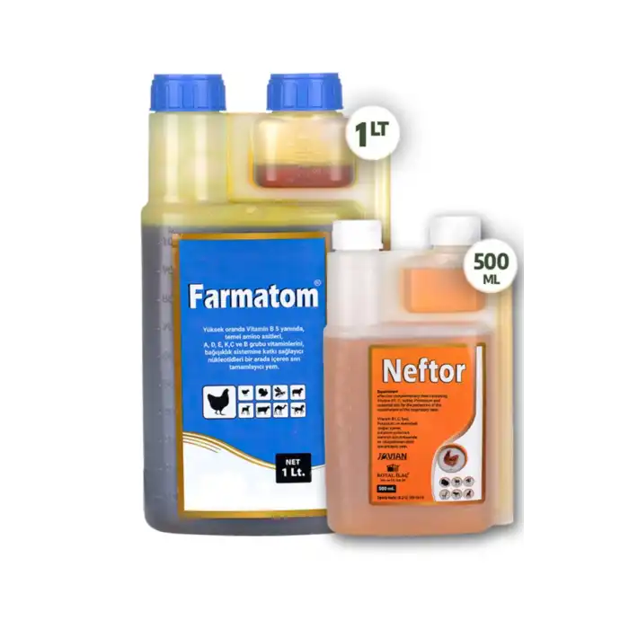 2li Set Kuşlar Için Farmatom Vitamin 1 Lt Neftor Hırıltı Seti 500 ml