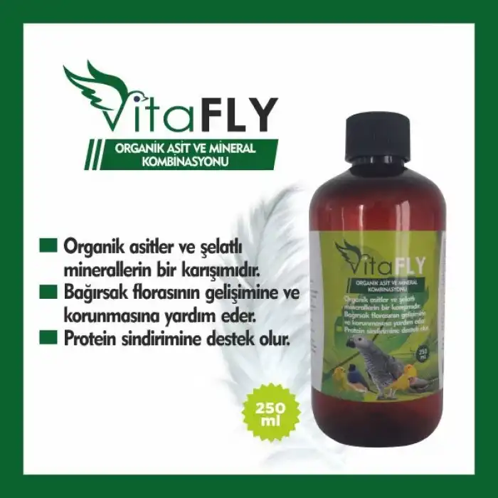 VitaFLY ORGANİK ASİT VE MİNERAL KOMBİNASYONU 250 ml (KAFES KUŞLARI İÇİN)