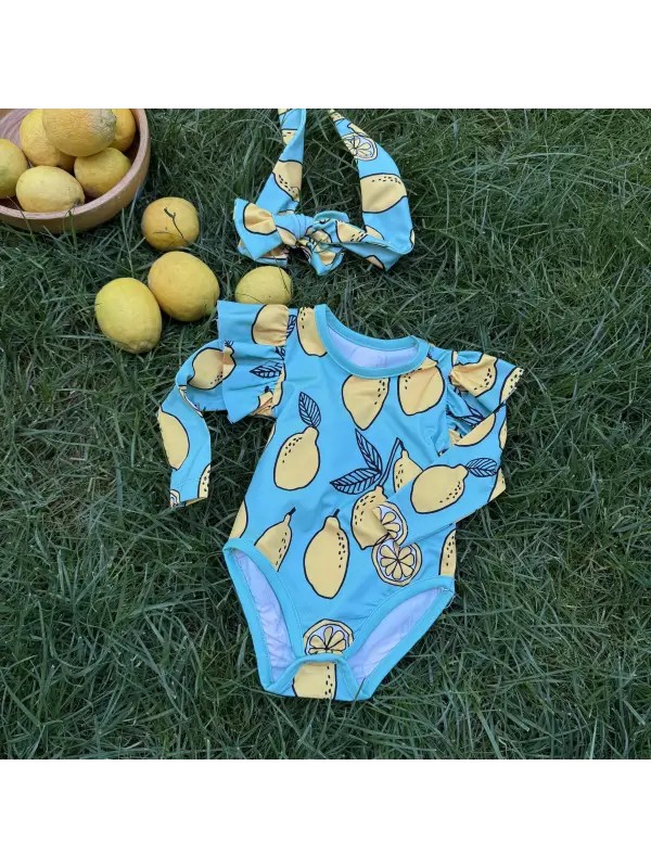 0-24 Ay Limon Baskılı Uzun Kollu Mayo