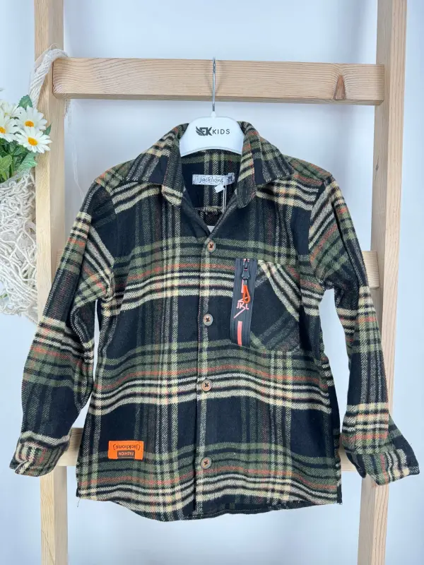 1-5 Yaş Yeşil Deatylı Oduncu Gömlek