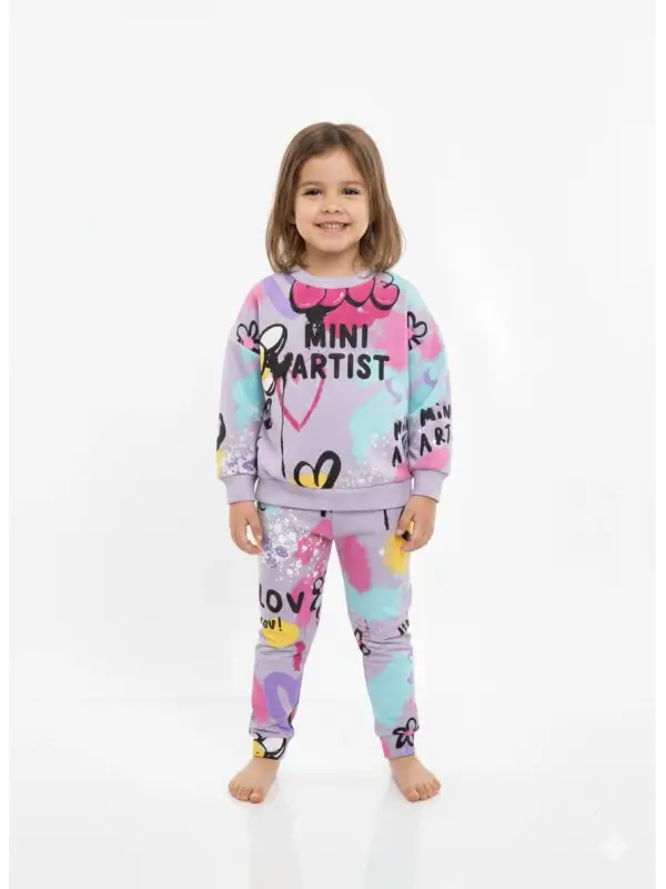 1-6 Yaş Çiçek Desenli Taytlı Takım