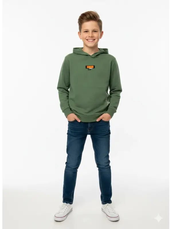 10-13 Yaş Yeşil Kapşonlu Sweat