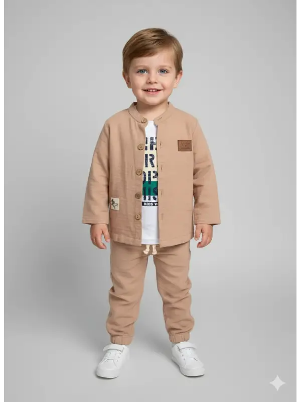 2-5 Yaş Camel Müslin 3lü Takım