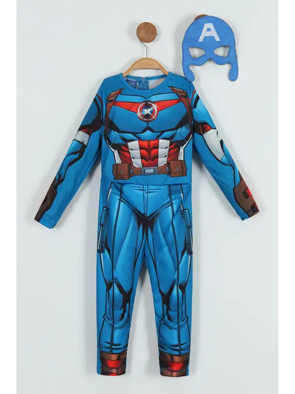 2-8 Yaş Captan America Kostüm Maskeli