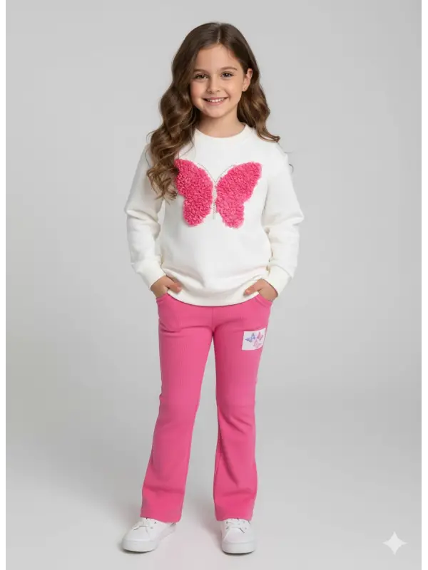 2-8 Yaş Kelebek Desenli Taytlı Takım