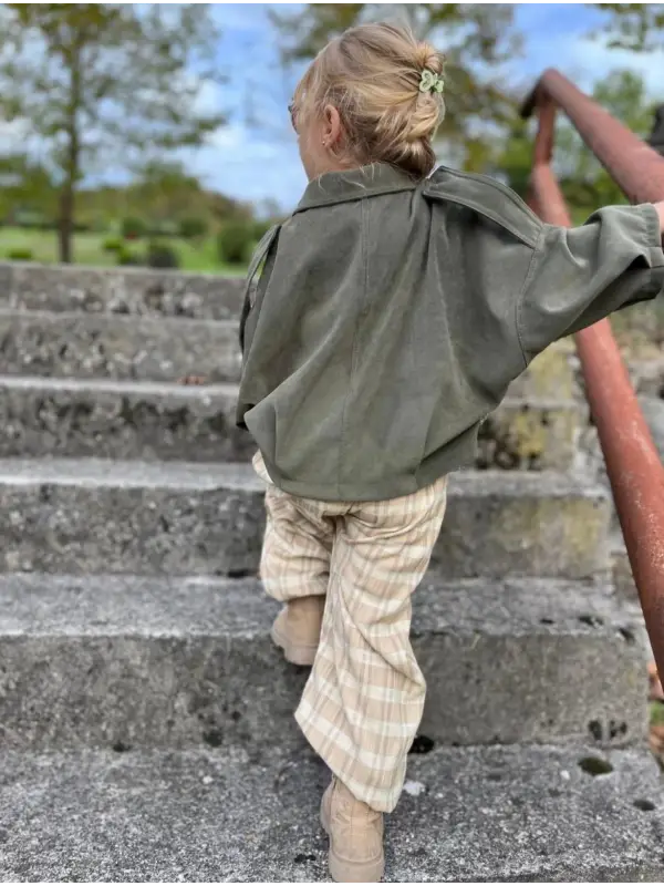 2-8 Yaş Krem Kareli Pantolon