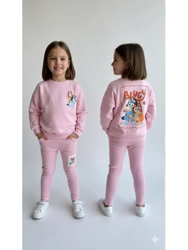 2-8 Yaş Pembe Bluey Taytlı Takım