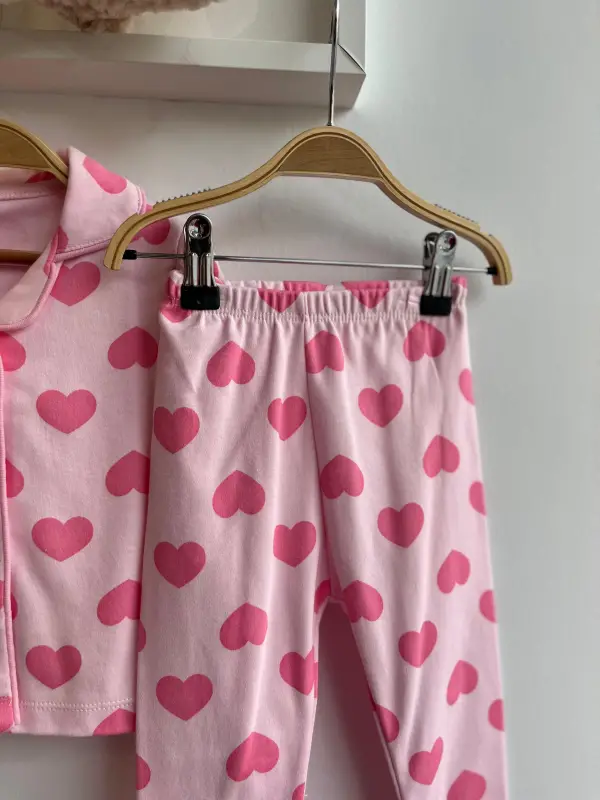 3-12 Ay Pembe Kalpli Pijama Takımı