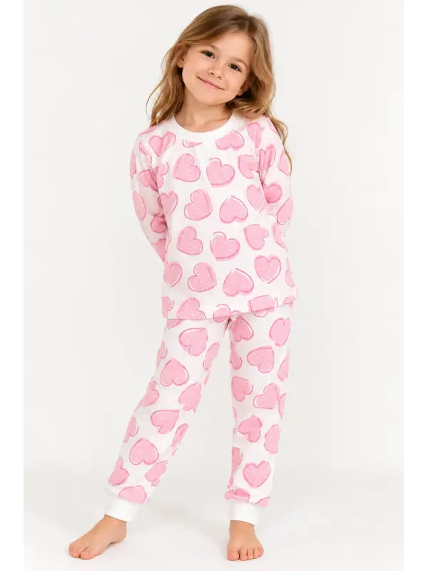 3-8 Yaş Kalpli Pijama Takımı