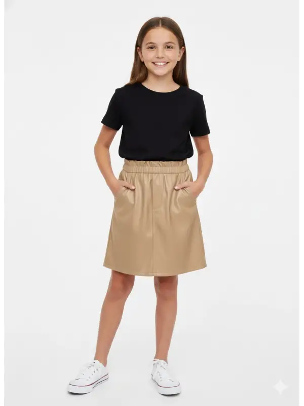 5-14 Yaş Krem Derili Etek
