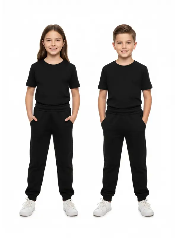 5-14 Yaş Lastikli Siyah Eşofman Altı