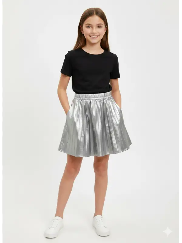 5-14 Yaş Silver Pileli Etek