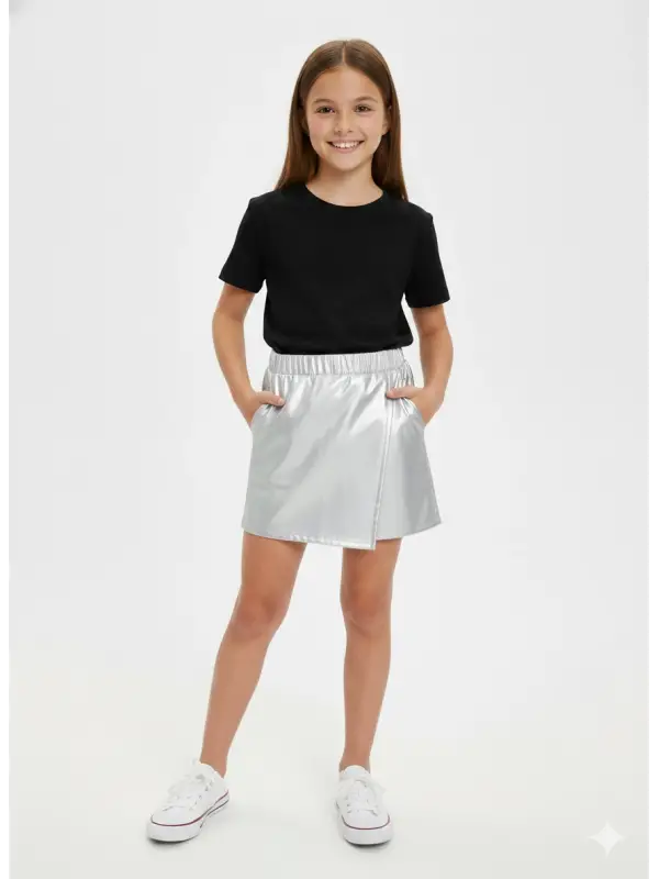 5-14 Yaş Silver Şort Etek