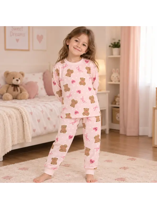 5-9 Yaş Pembe Ayıcıklı Pijama Takımı