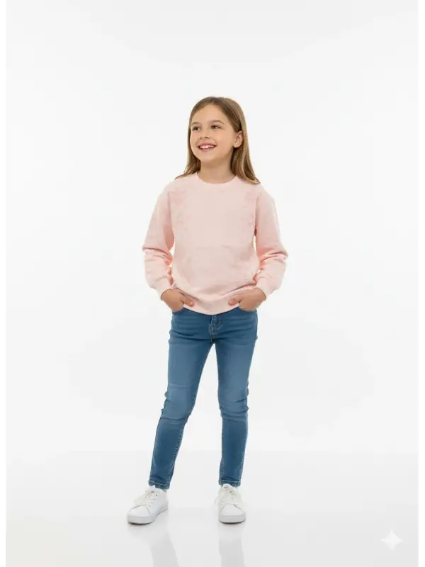 6-10 Yaş Pembe İşlemeli Sweat