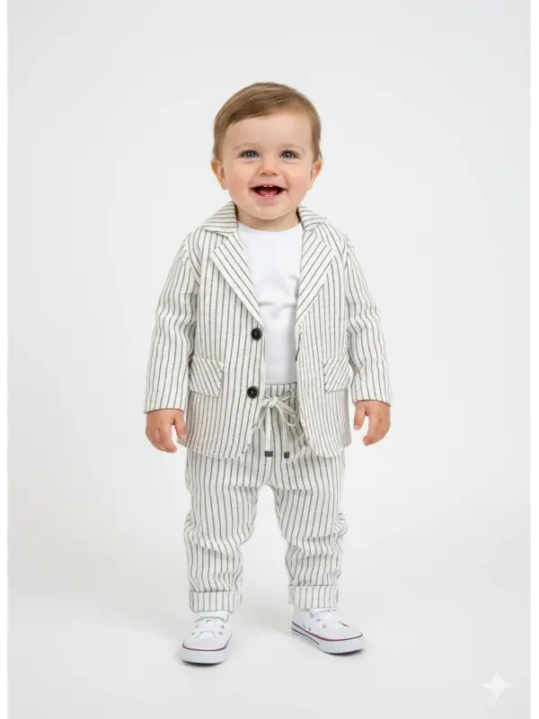 6-24 Ay Çizgili 3lü Ceketli Takım