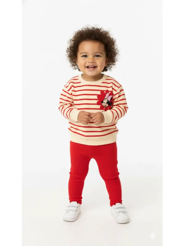 6-24 Ay Kırmızı Minnie Çizgili Takım
