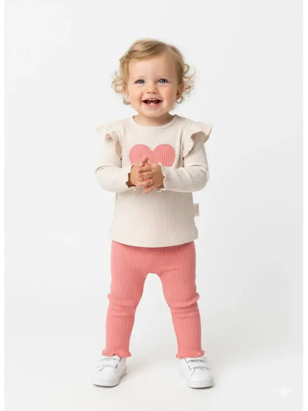 6-24 Ay Omuz Fırfırlı Kalpli Takım