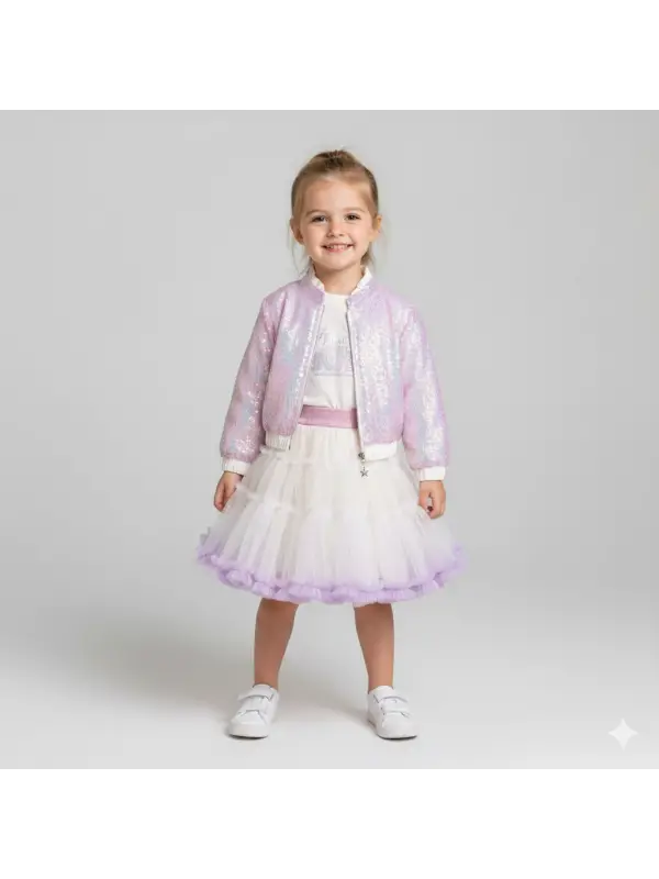 2-5 Yaş Lila Tütülü Pullu Takım