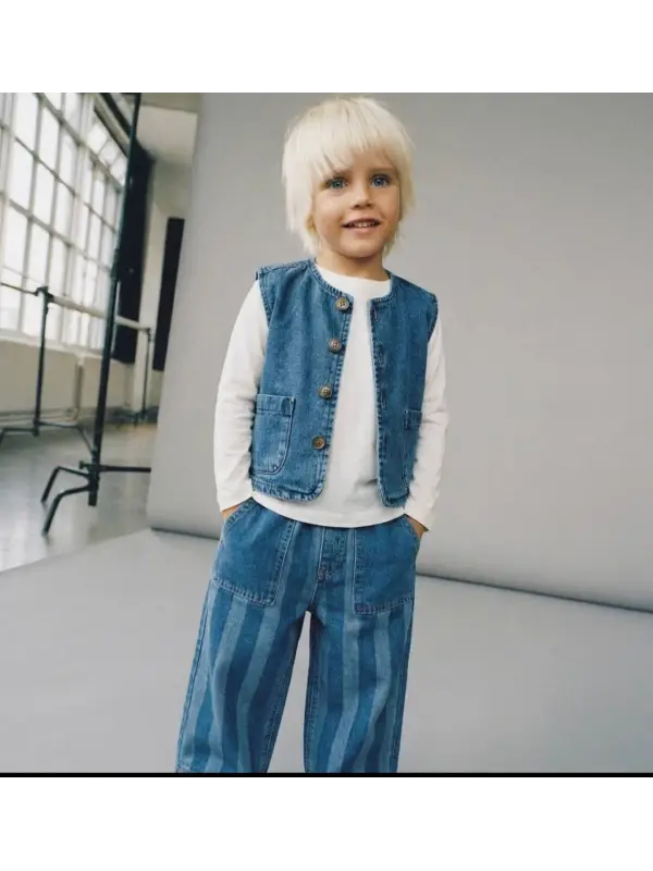 2-7 Yaş Çizgili Kot Pantolon