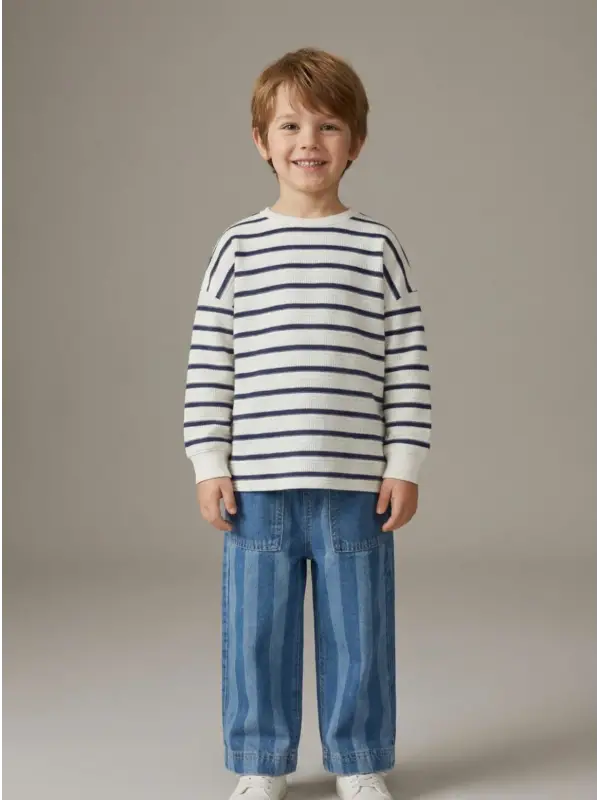 2-7 Yaş çizgili Merserize Kazak