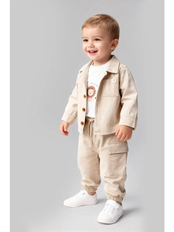 9-36 Ay Bej Aslan Baskılı 3lü Takım