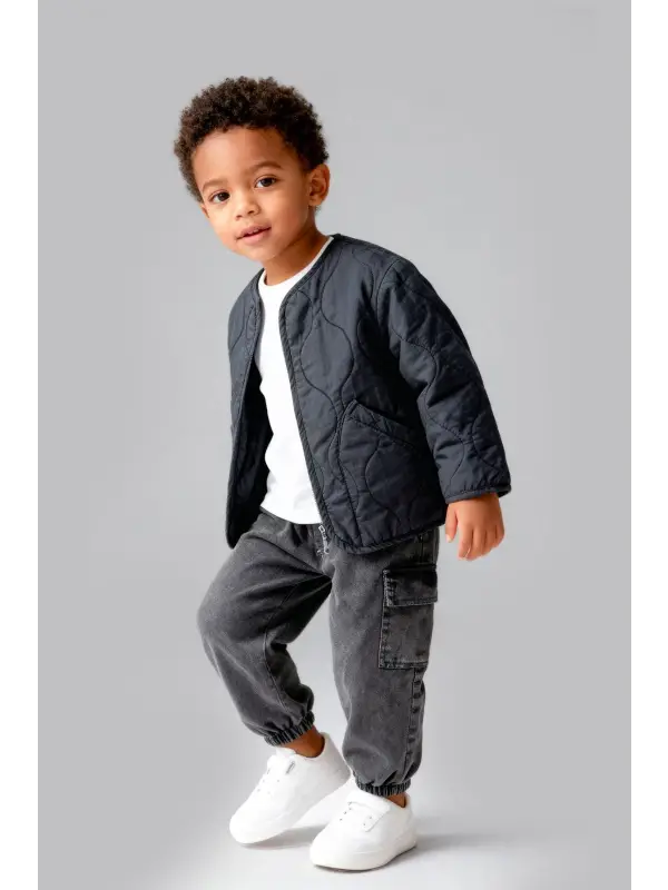 3-7 Yaş Antrasit Ceketli 3lü Takım