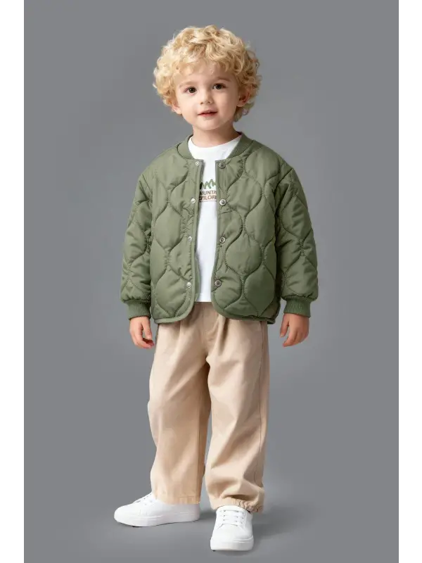 3-7 Yaş Yeşil Ceketli 3lü Takım