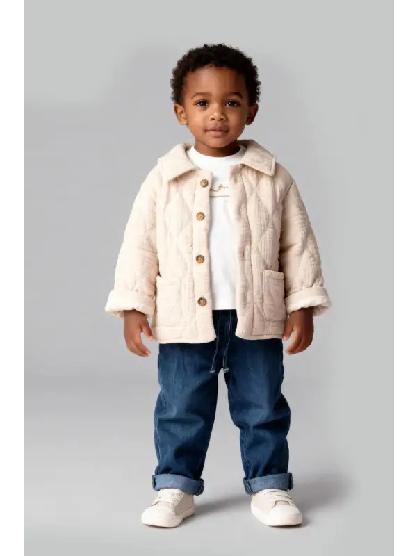 9-36 Ay Krem Ceketli Pantolonlu 3lü Takım